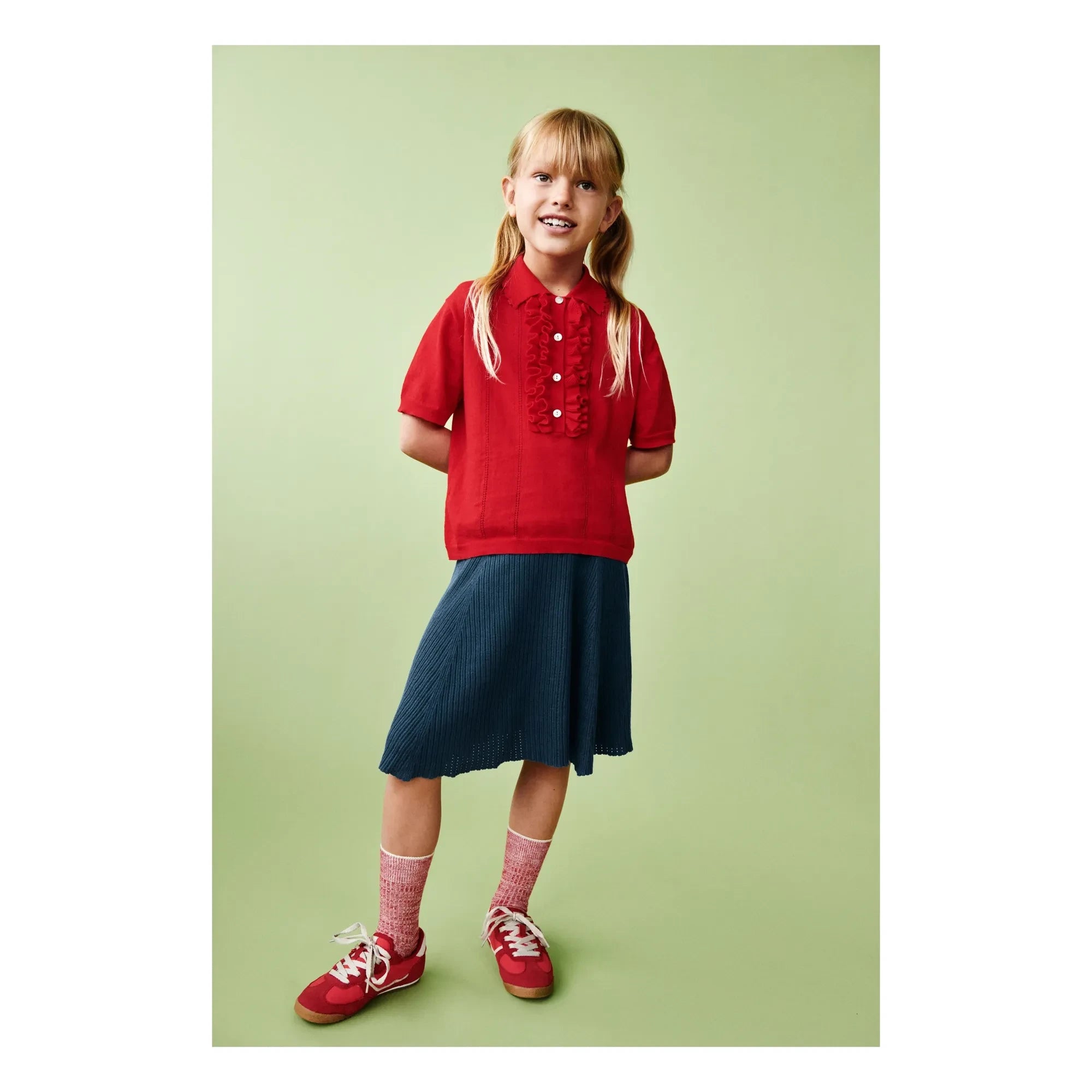 FUB - Pointelle Skirt Fine Knit Organic Cotton | Navy blue