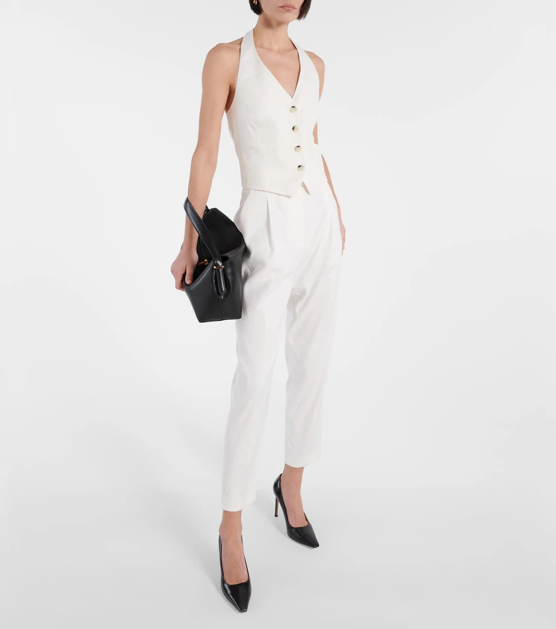 Veronica Beard - Arabella halterneck linen-blend vest
