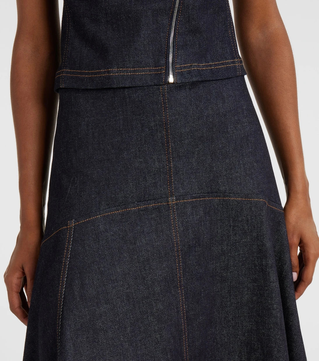 Jacquemus - Triangle De-Nîmes denim midi skirt