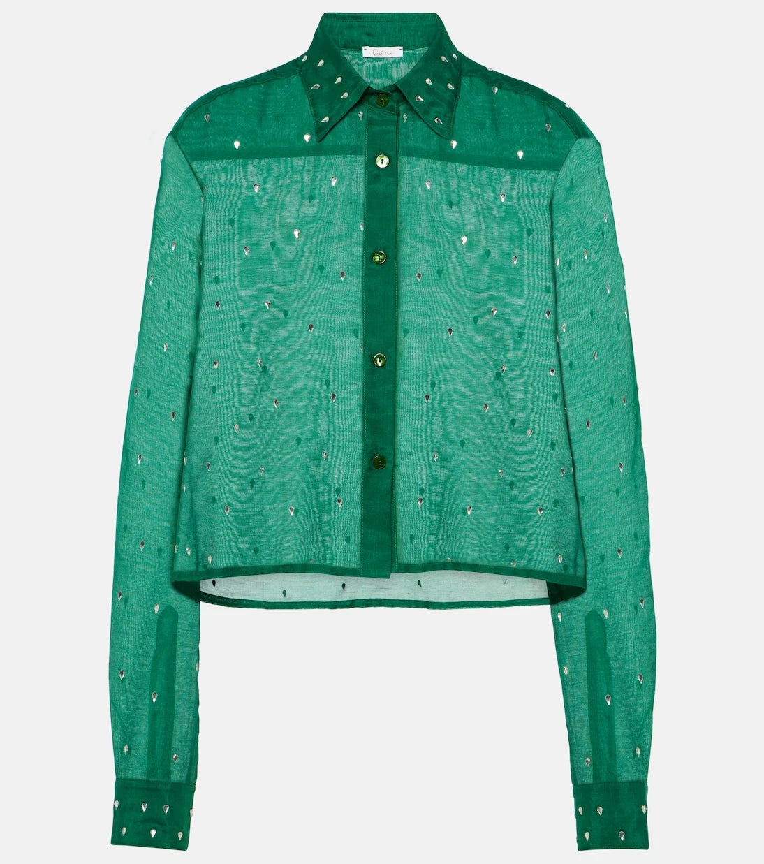 Oséree - Gem crystal-embellished cotton and silk shirt