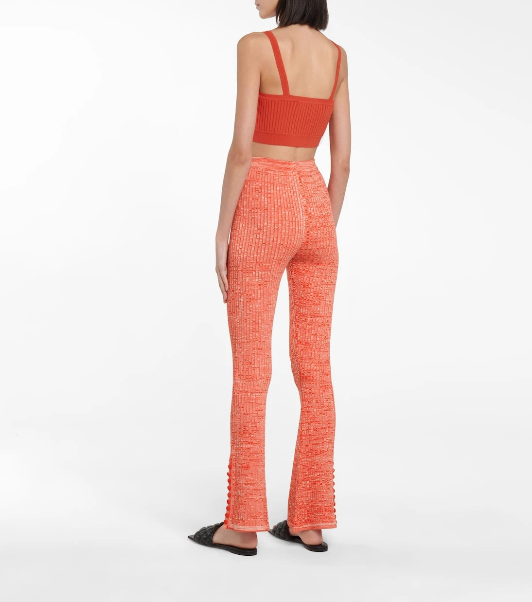 Live The Process - Marl ribbed-knit flared pants