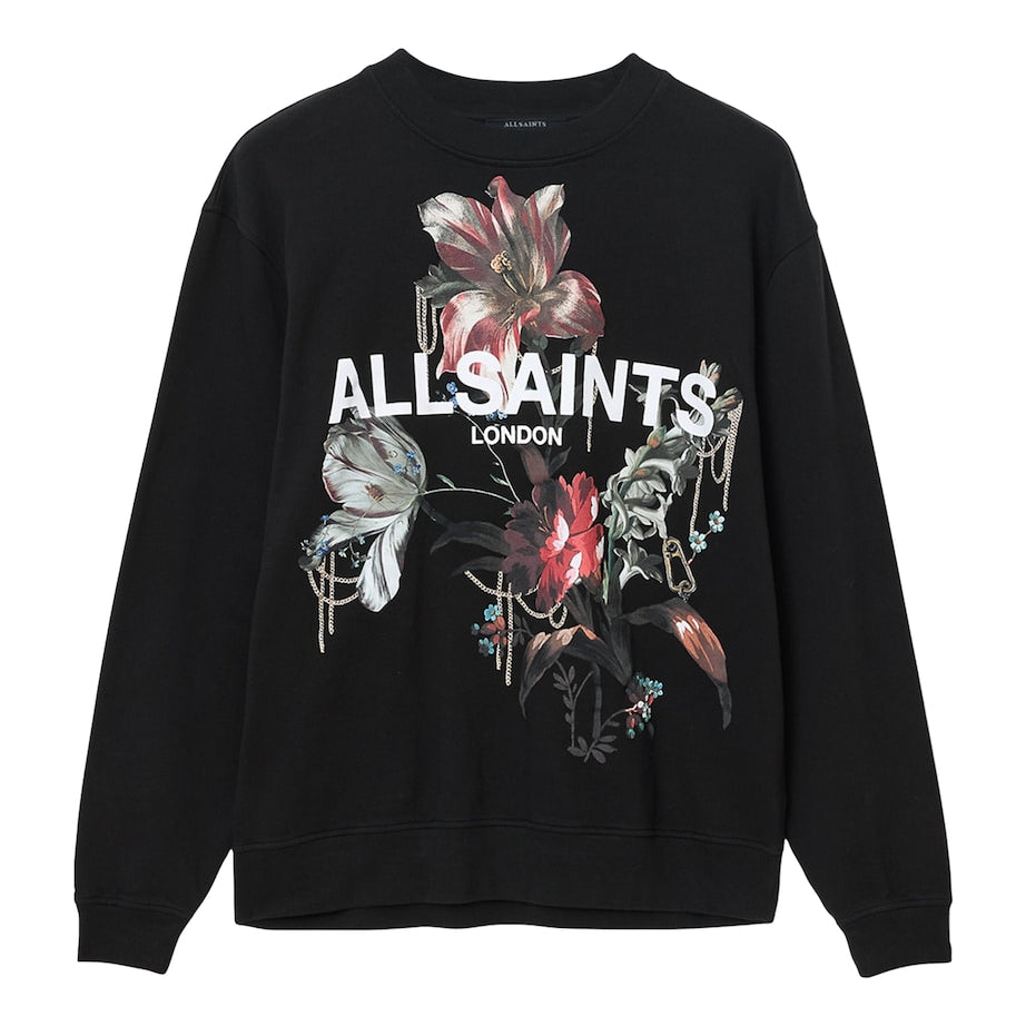 Black Cotton Floral Logo Etta Sweatshirt