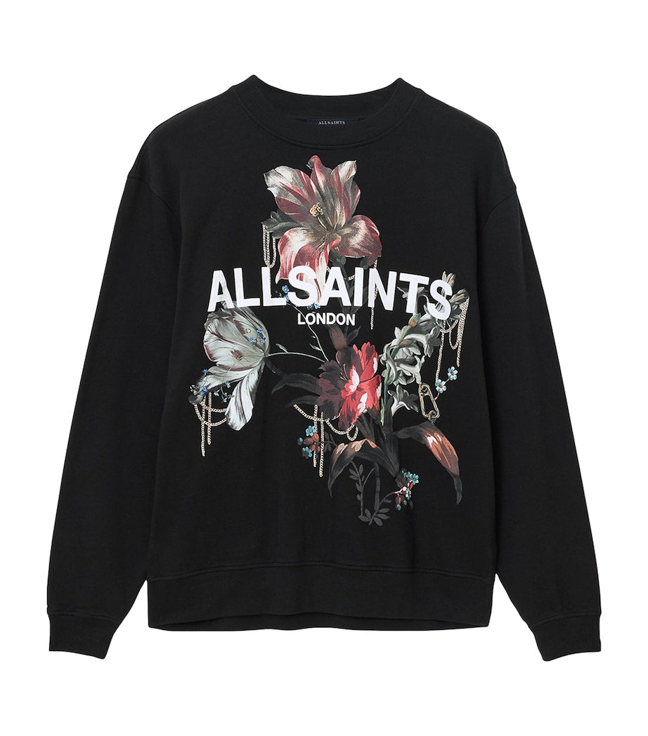 Black Cotton Floral Logo Etta Sweatshirt