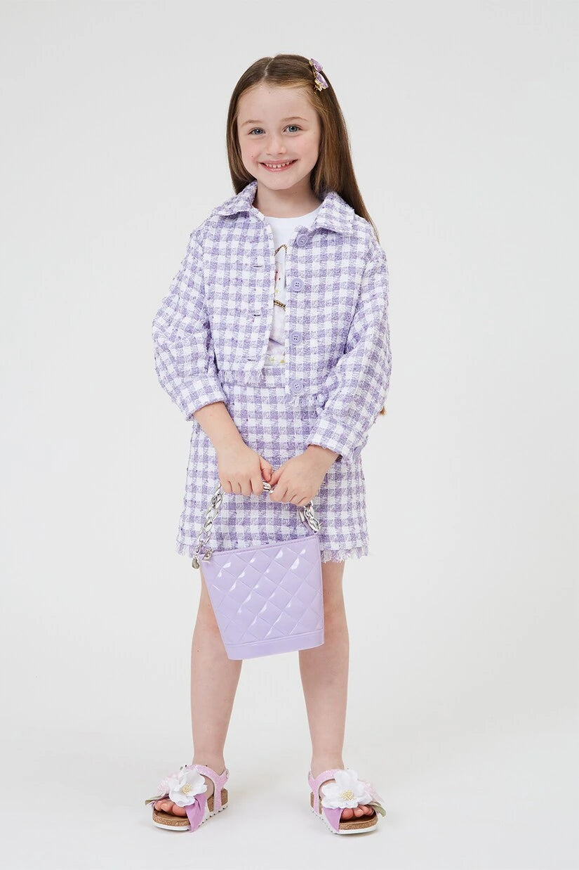 Monnalisa - Houndstooth bouclé skirt
