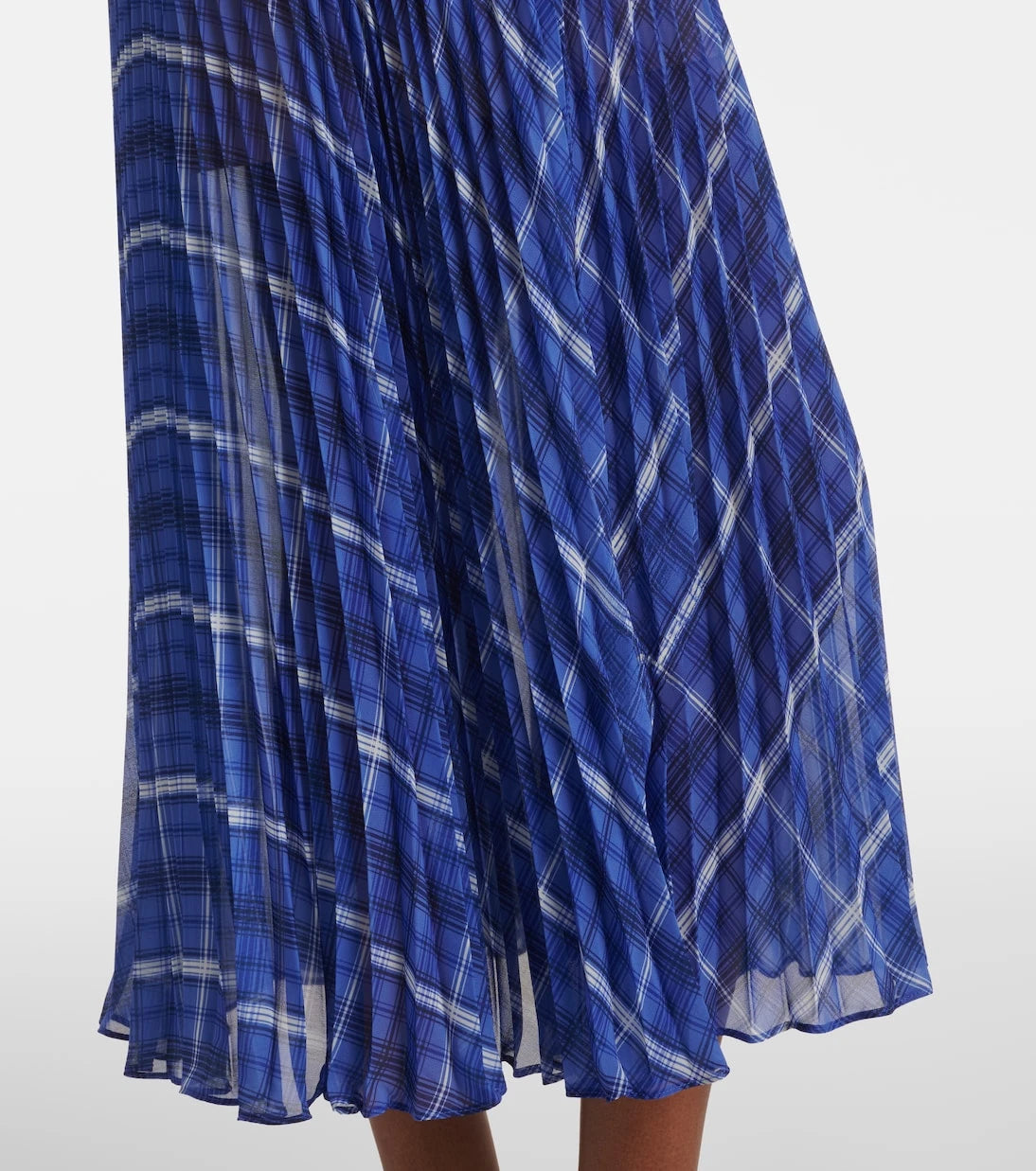 Self-Portrait - Belted checked chiffon midi dress