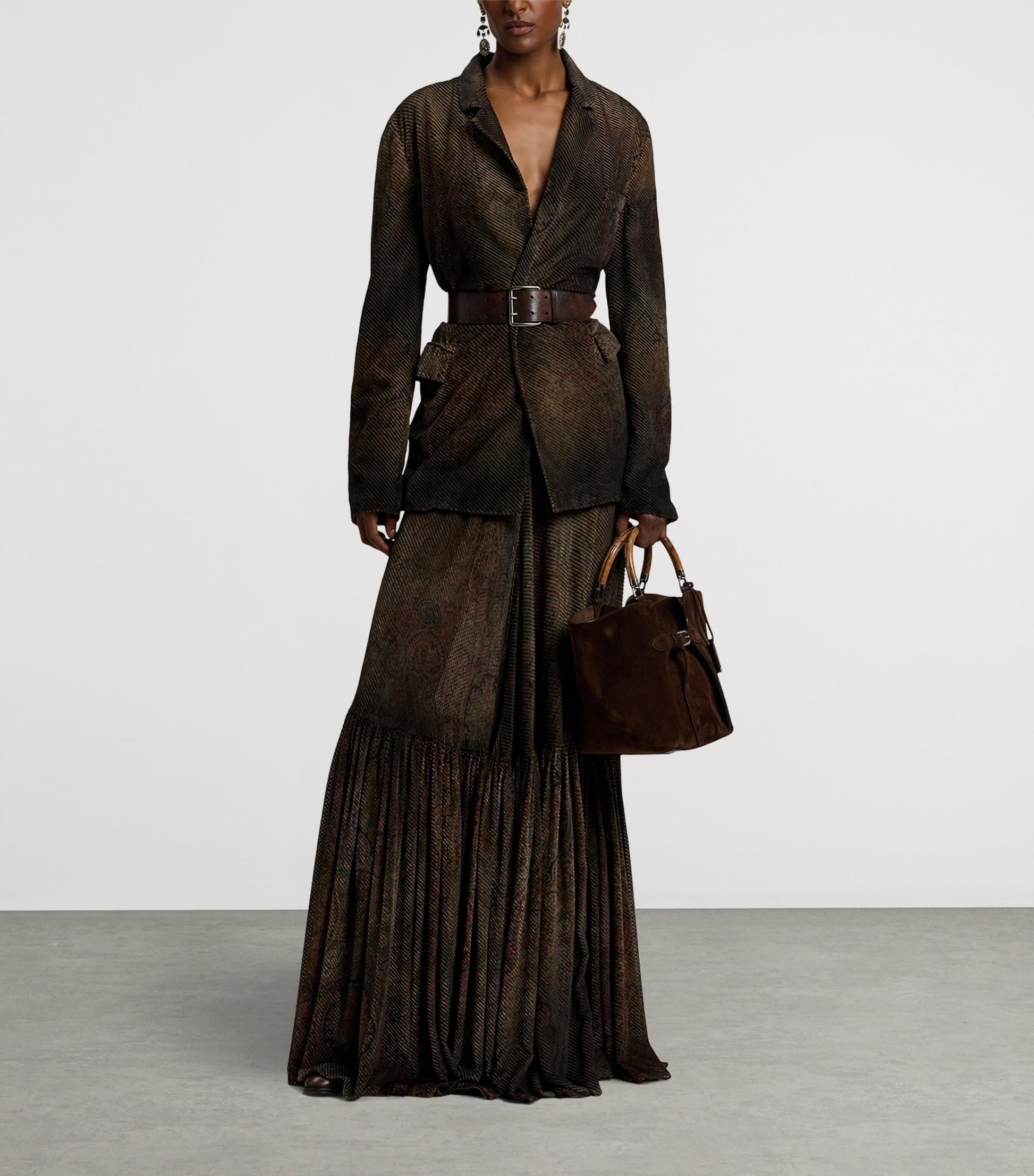 Ralph Lauren Collection Brown Velvet Devoré Lilianna Jacket