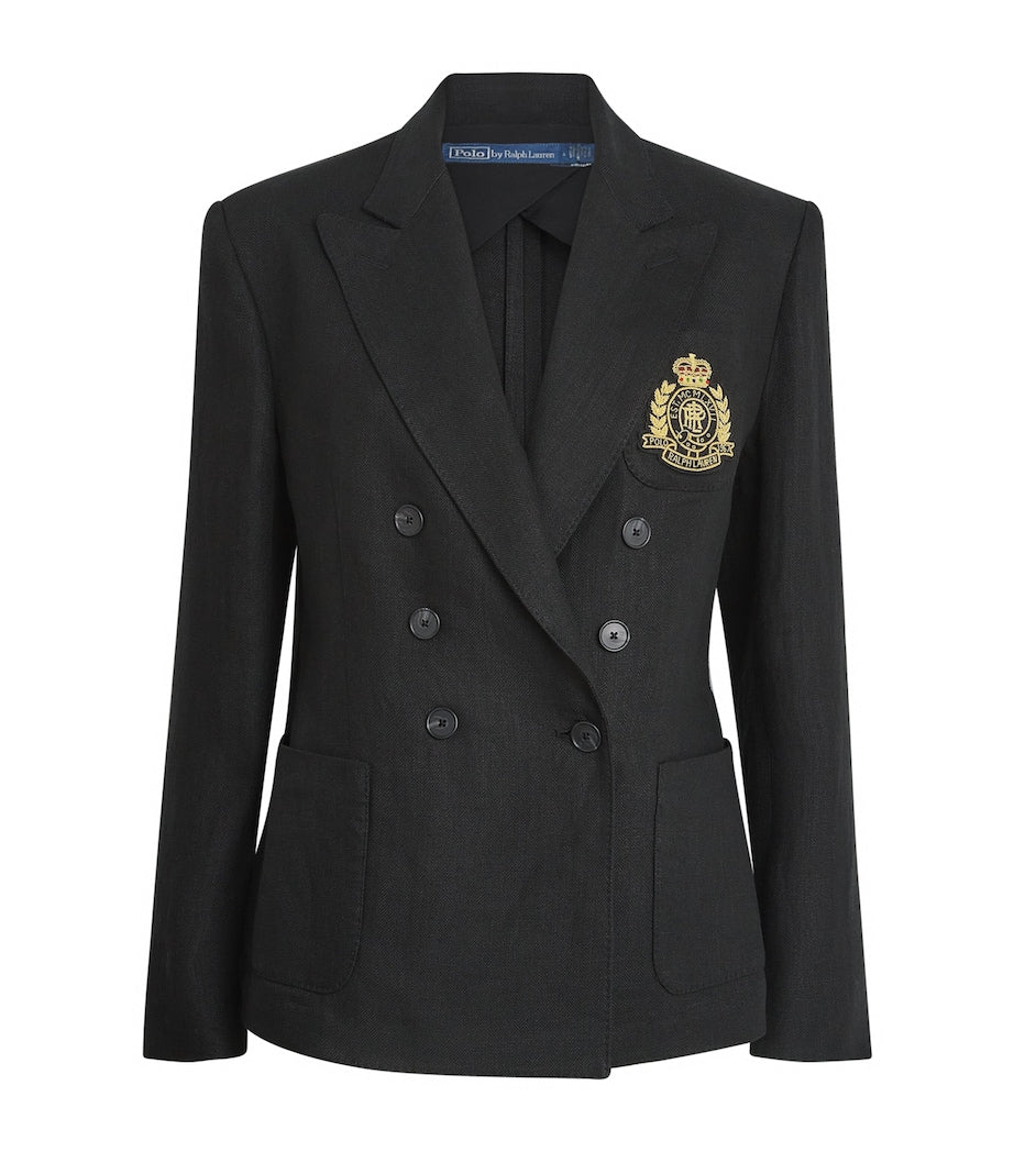 Polo Ralph Lauren Black Linen Woven Crest Sport Jacket