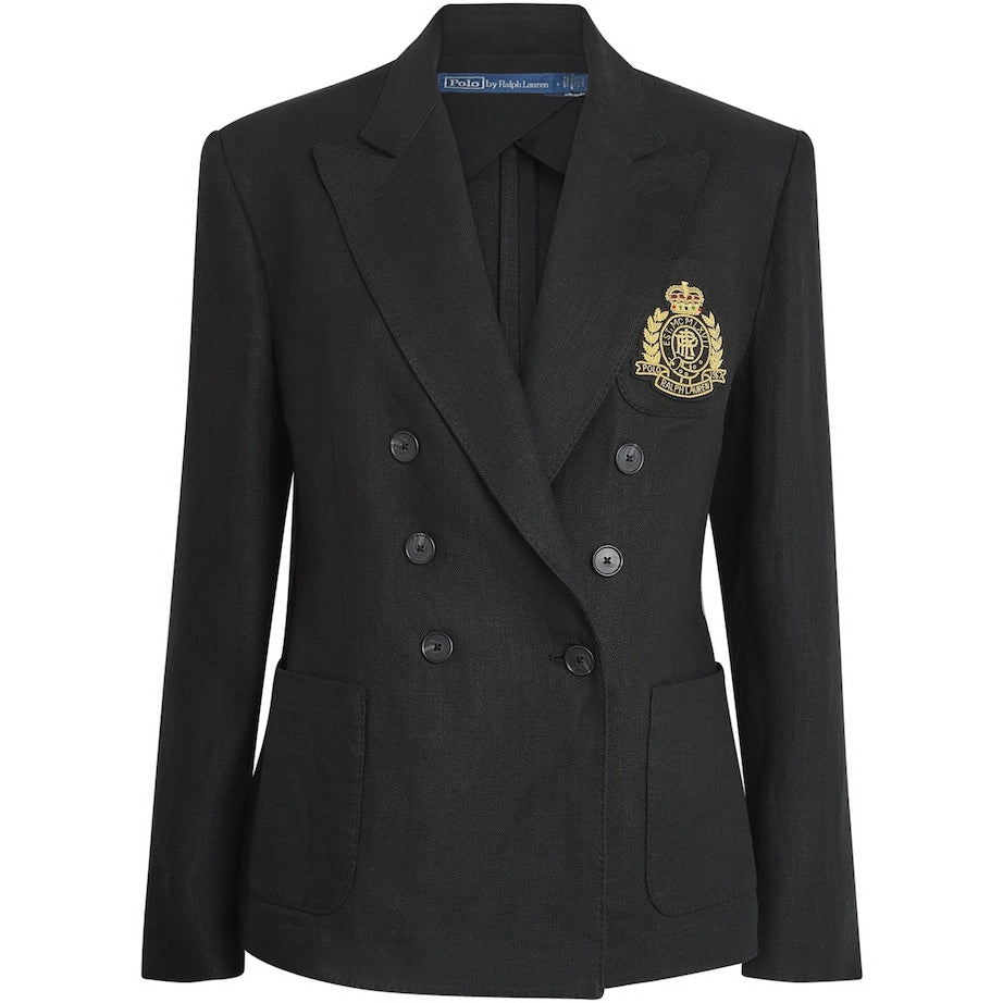Polo Ralph Lauren Black Linen Woven Crest Sport Jacket