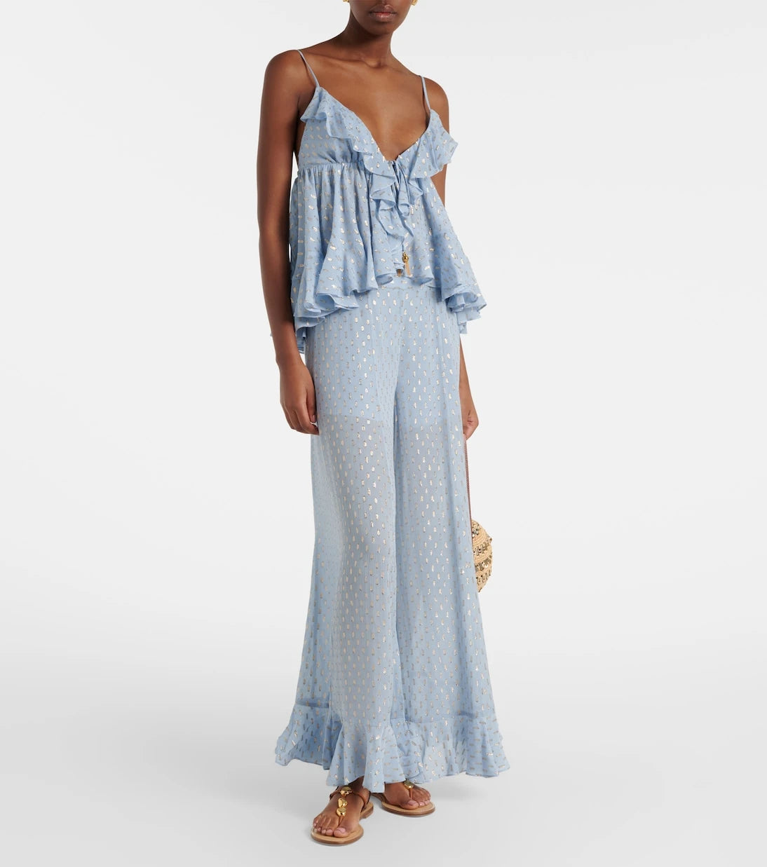 Zimmermann - Daylight semi-sheer chiffon wide-leg pants