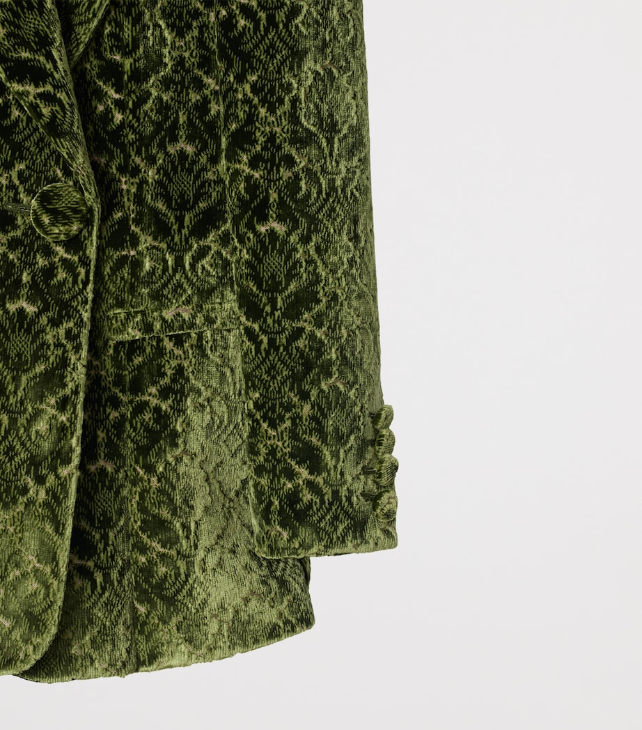 Green Velvet Damask Baroque Blazer