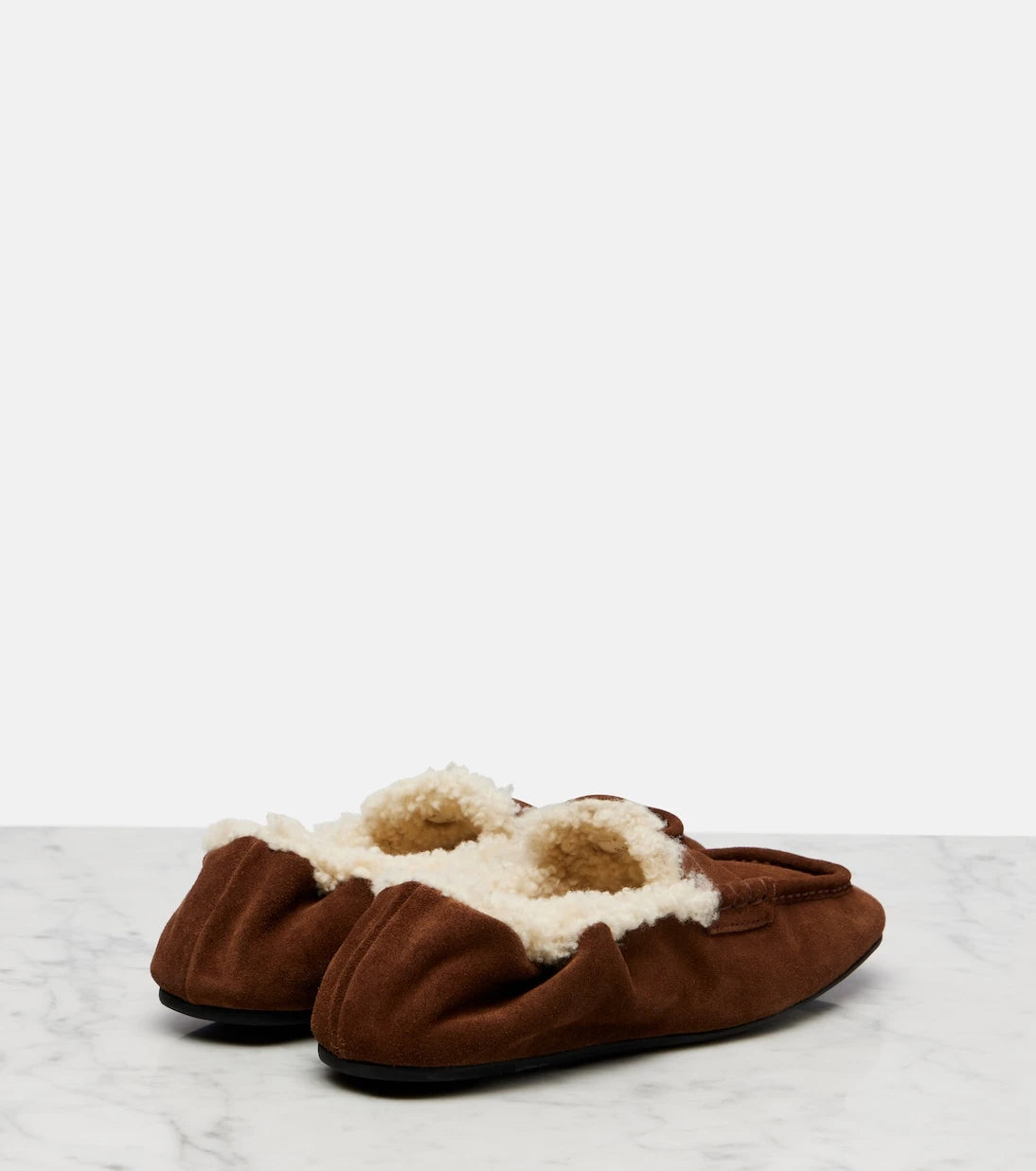 Miu Miu - Ruches shearling-lined suede penny loafers