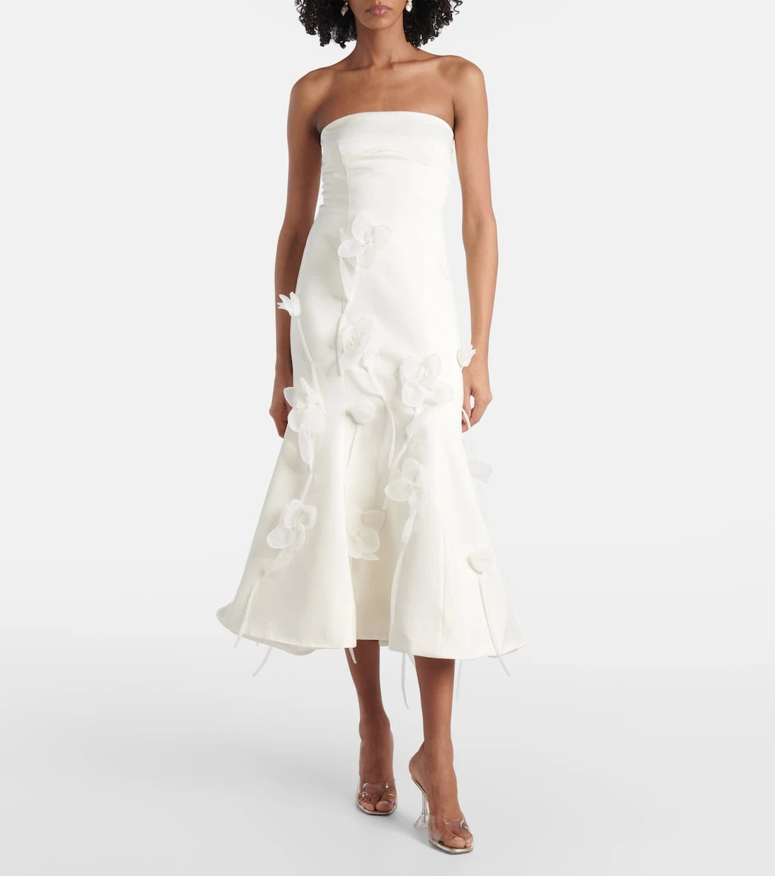 Rotate - Bridal floral-appliqué midi dress