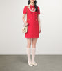 Valentino Red Virgin Wool-Silk Bow Mini Dress