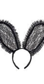 Black Lace Bunny Ears Costume Accessory
