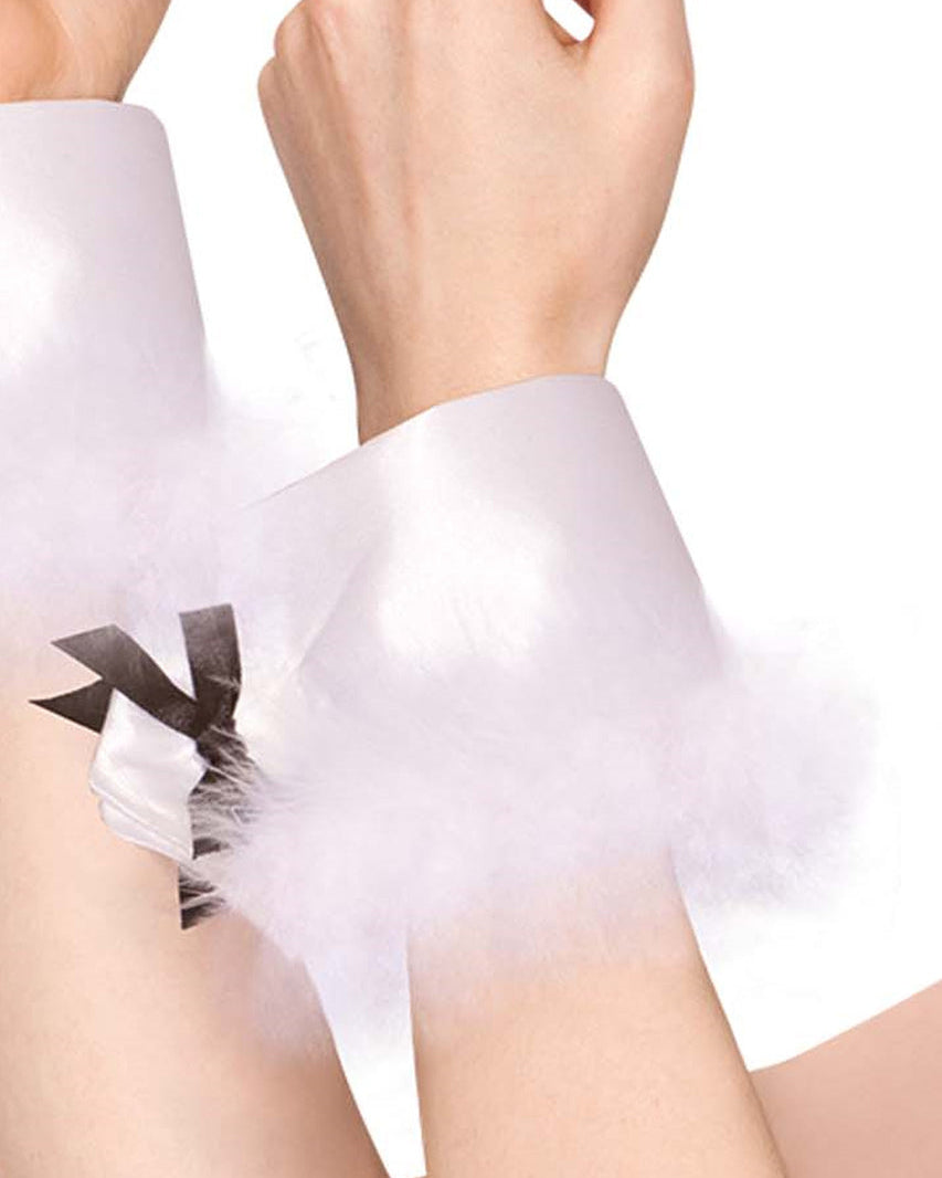 White Bunny Wrist Cuffs Costume Accessory