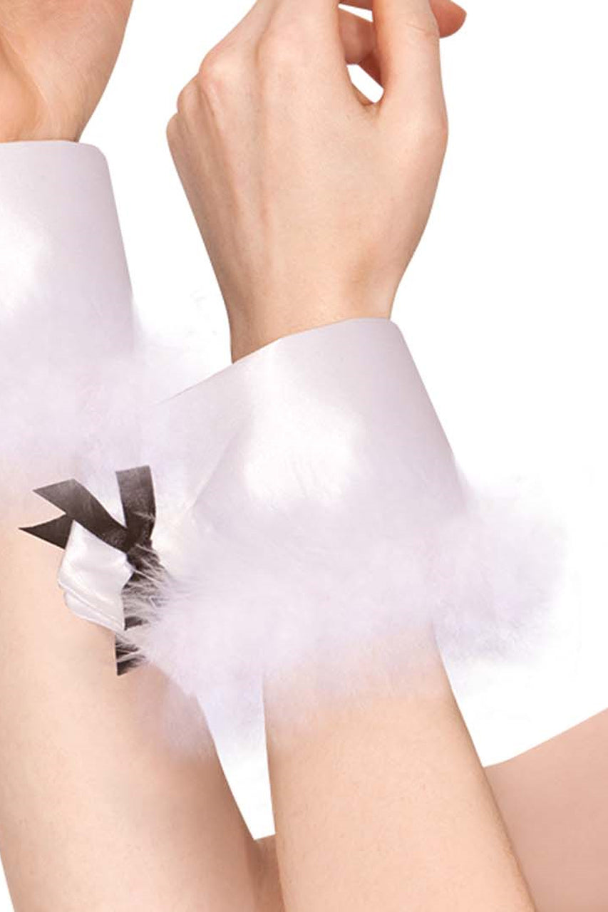 White Bunny Wrist Cuffs Costume Accessory