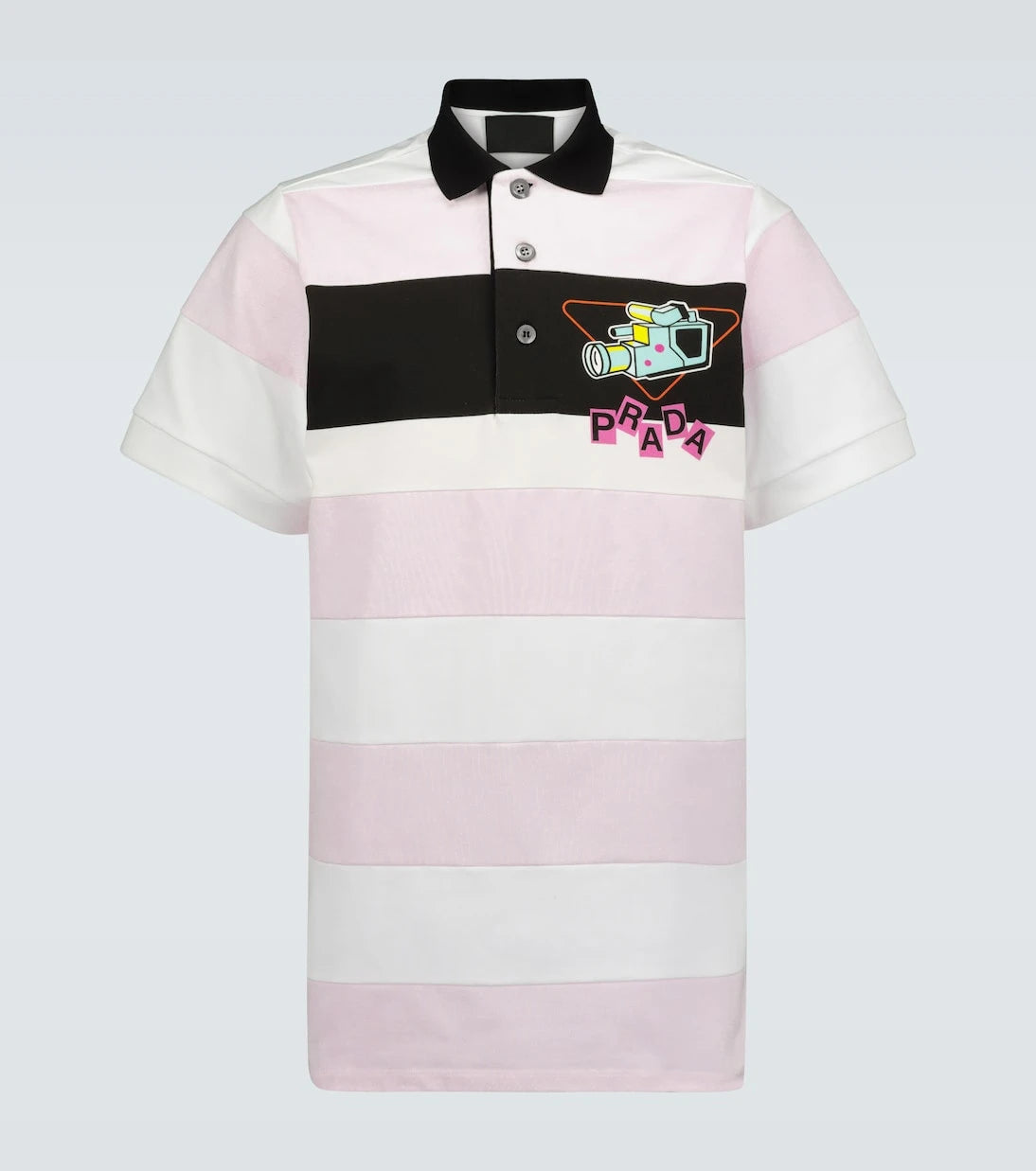 Prada - Camera print striped polo shirt