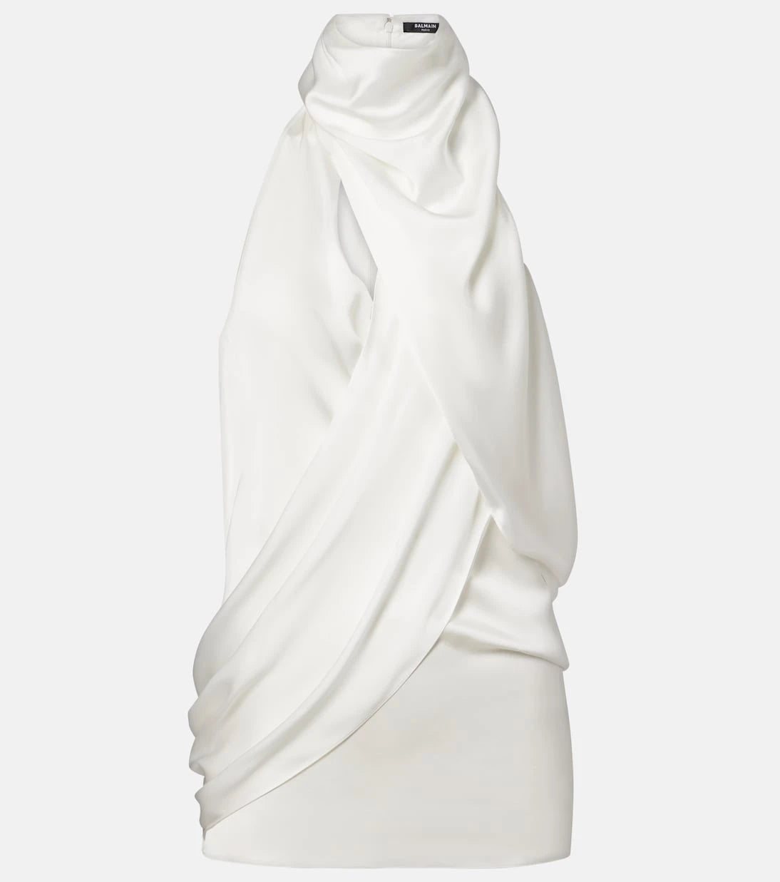 Balmain - Draped halterneck silk top