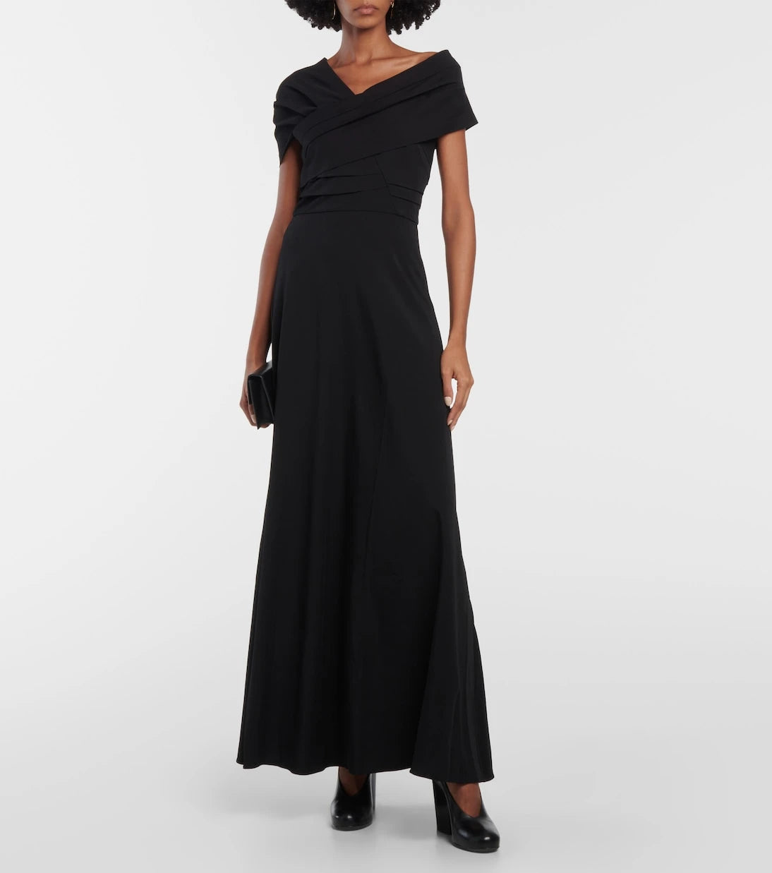 CO - Crêpe one-shoulder gown