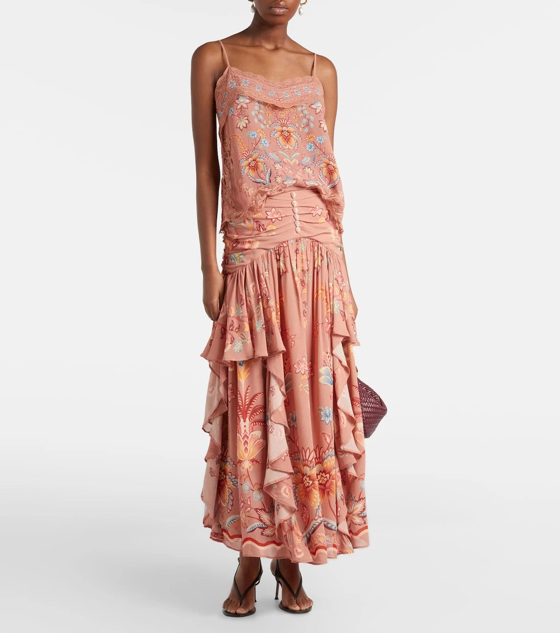 Farm Rio - Lace-trimmed floral camisole