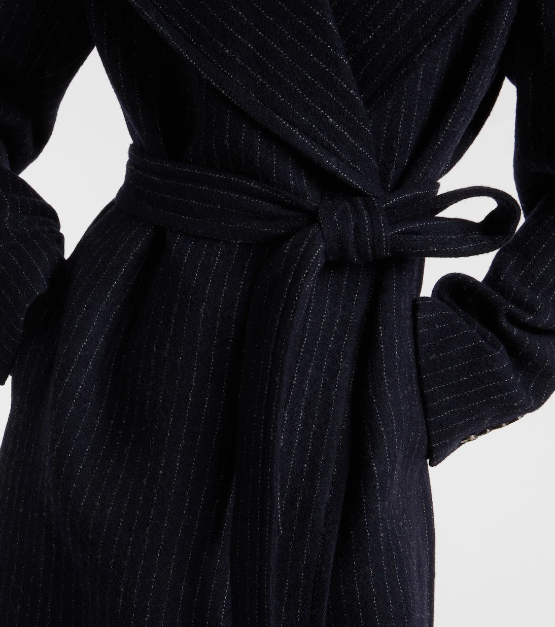 Dries Van Noten - Belted pinstriped wool coat
