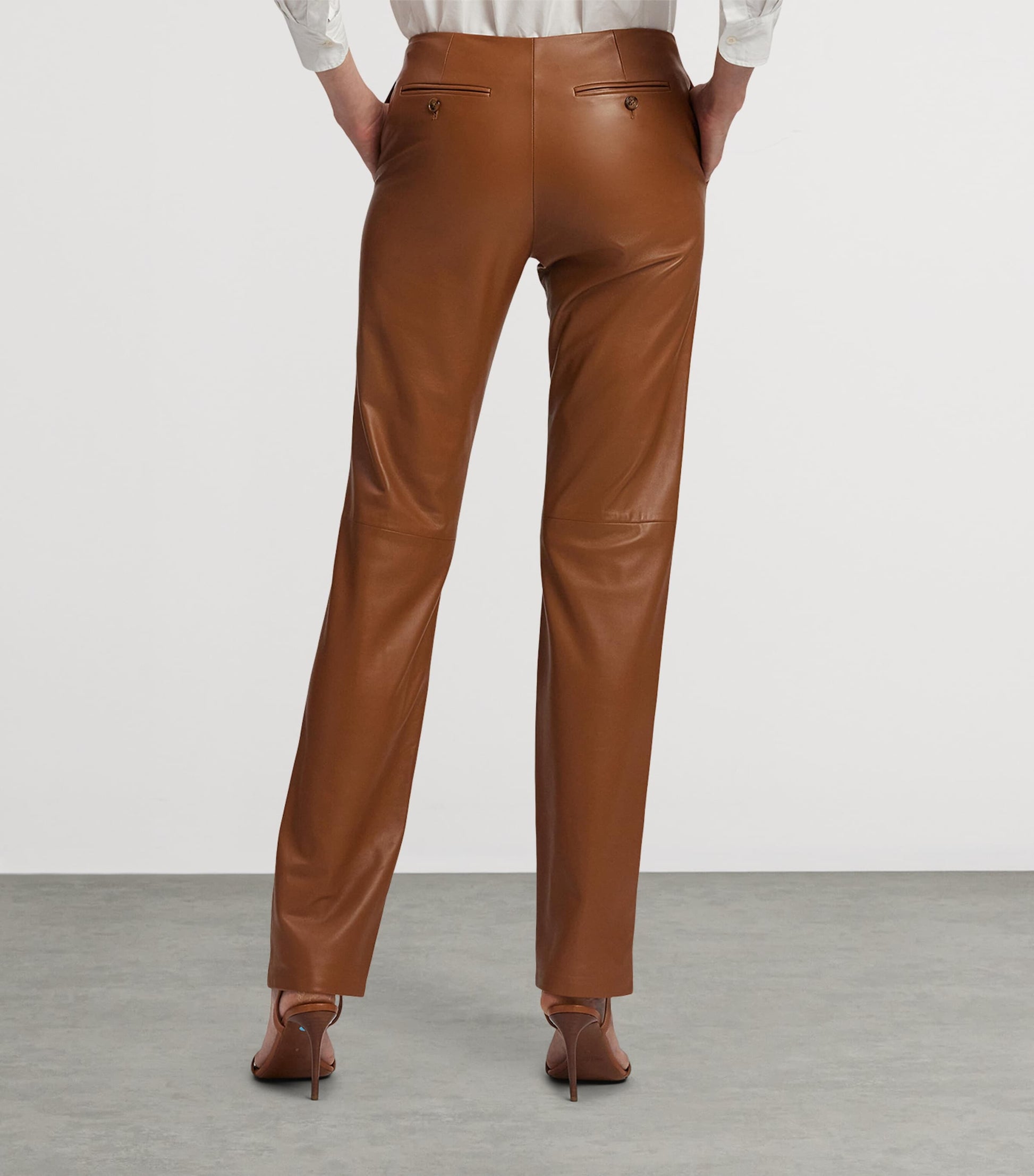 Ralph Lauren Collection Beige Lamb Leather Trousers