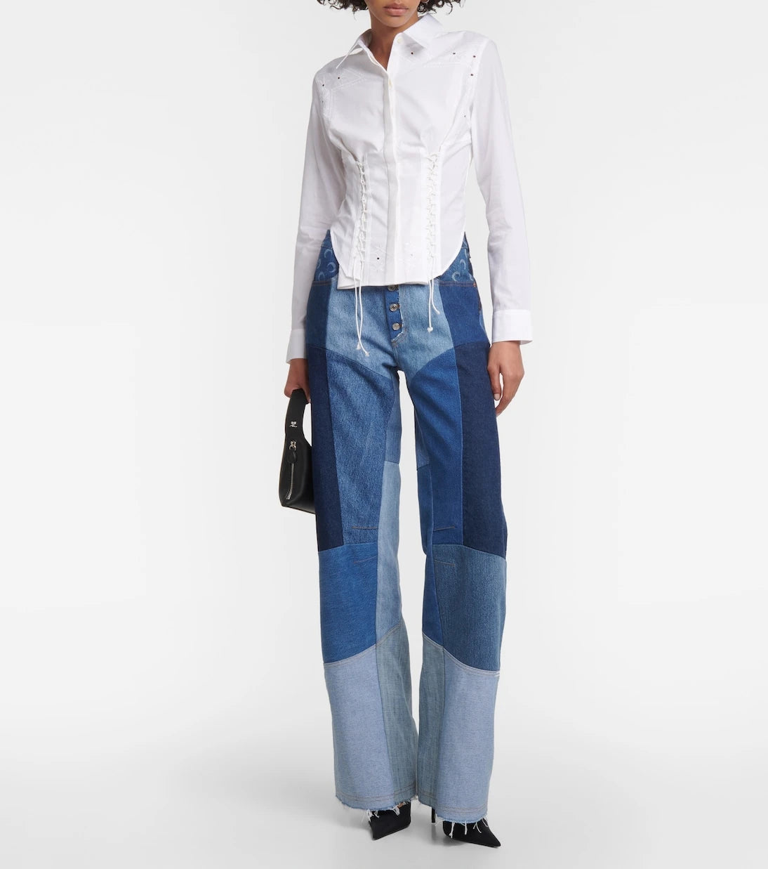Marine Serre - Embroidered openwork linen shirt