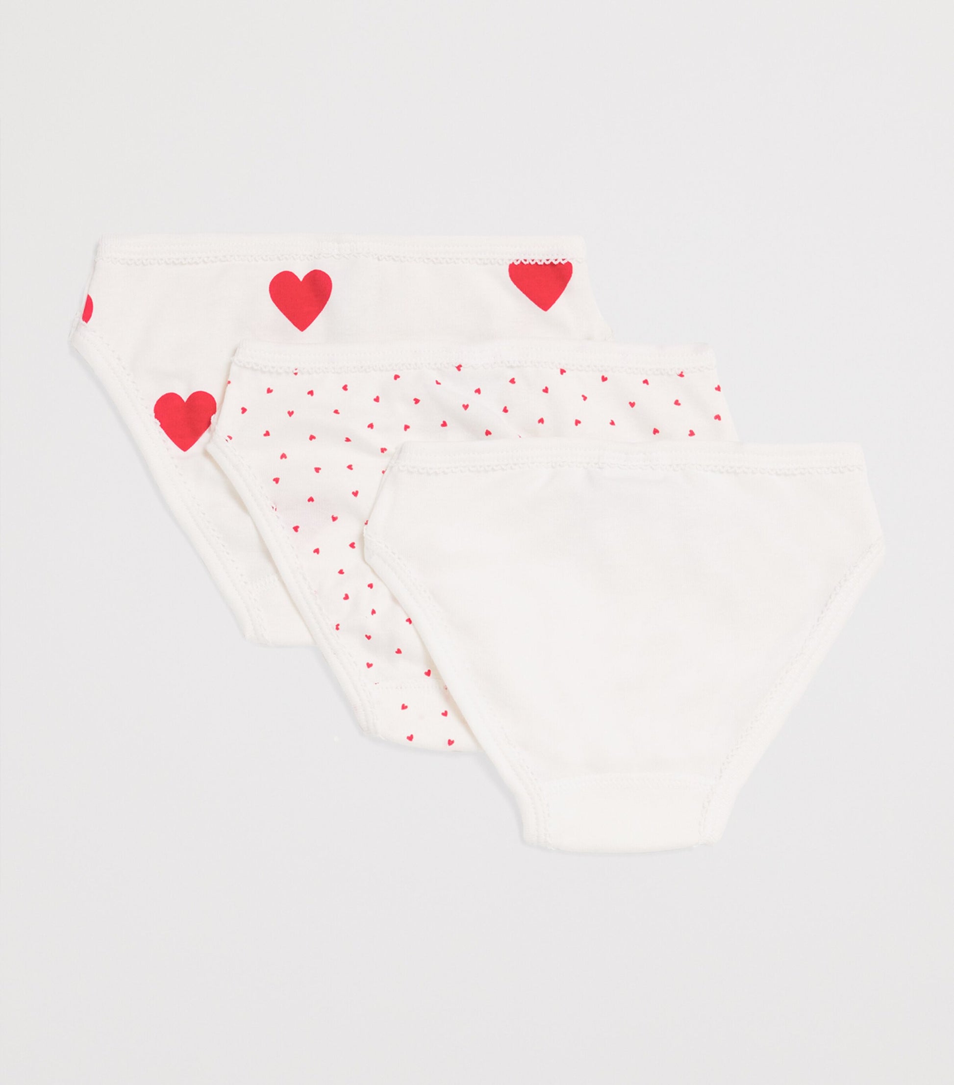 Petit Bateau Set of 3 Cotton Heart Knickers (4-12 Years)