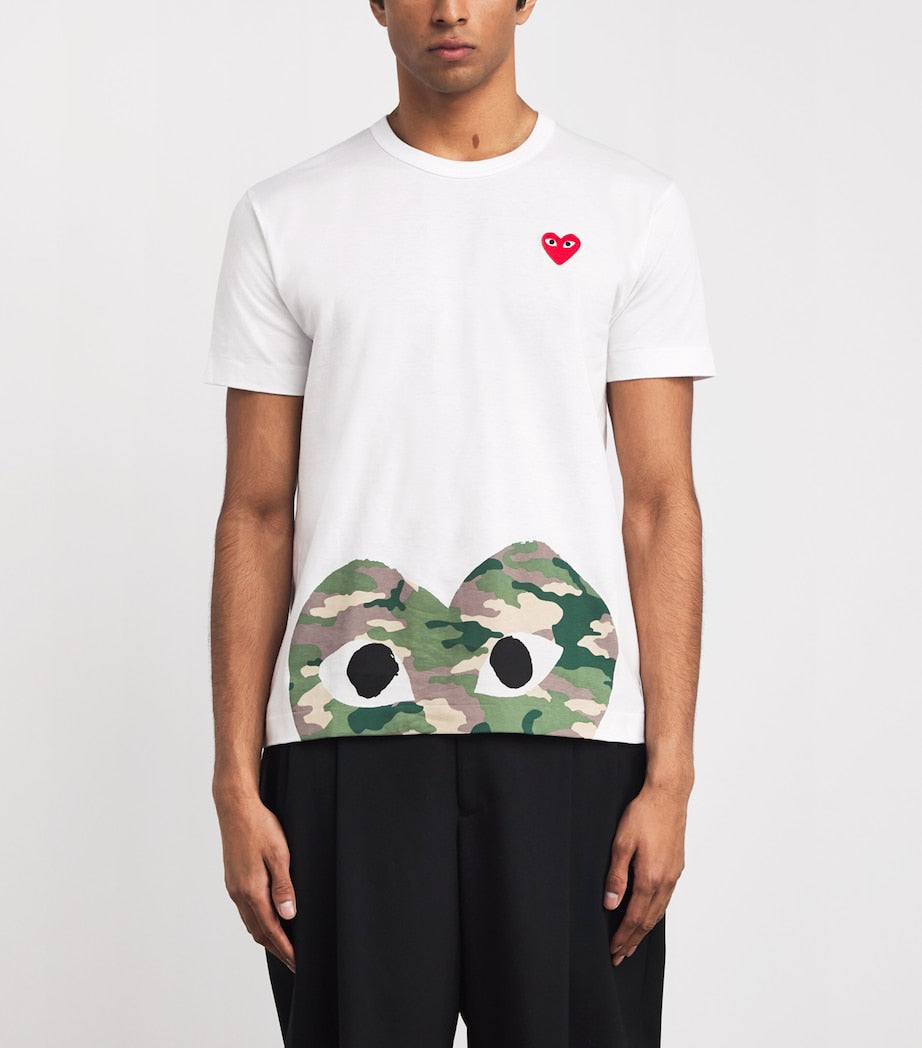 Comme Des Garçons Play Camouflage Half Heart Logo T-Shirt