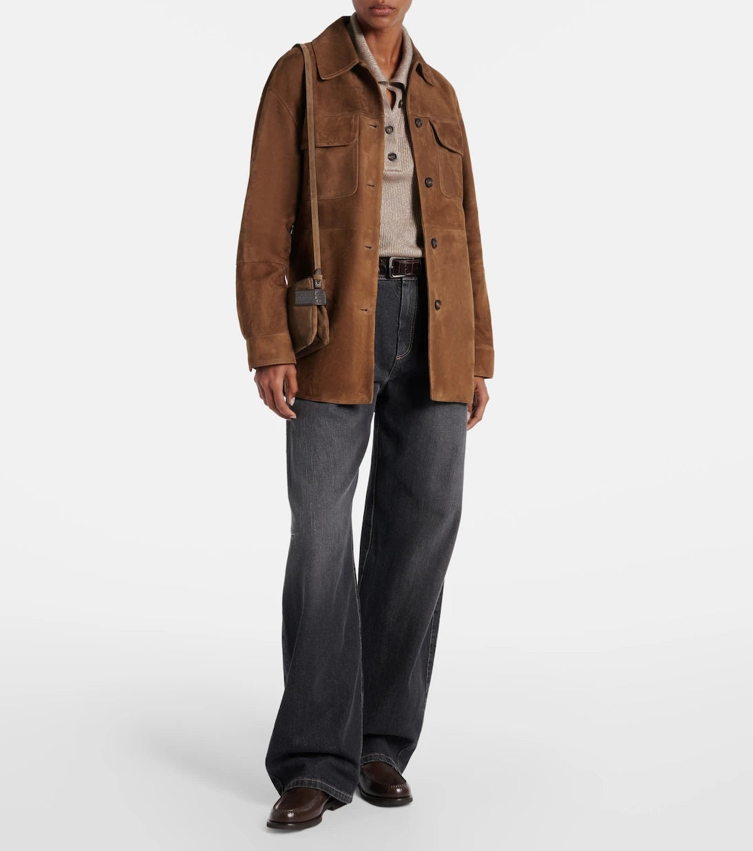 Brunello Cucinelli - Belted suede field jacket