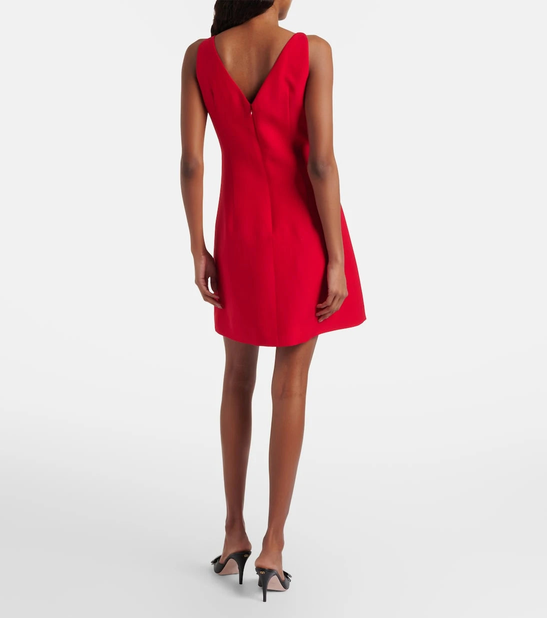 فالنتينو - فستان قصير من الكريب كوتور مزين بفيونكة