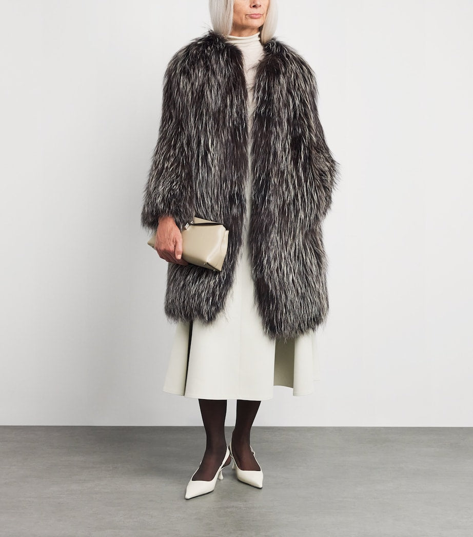 Yves Salomon Beige Fox Fur Coat