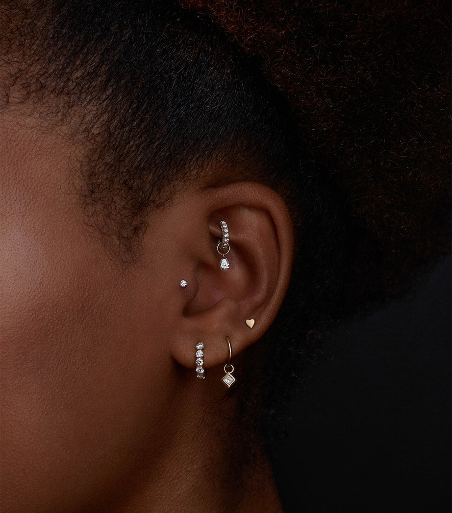 White Gold Invisible Set Large Diamond Eternity Hoop Earring (8mm)