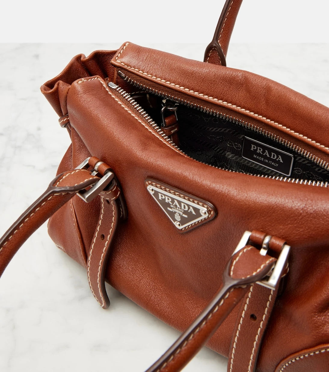 Prada - Prada Bonnie Small leather top-handle bag