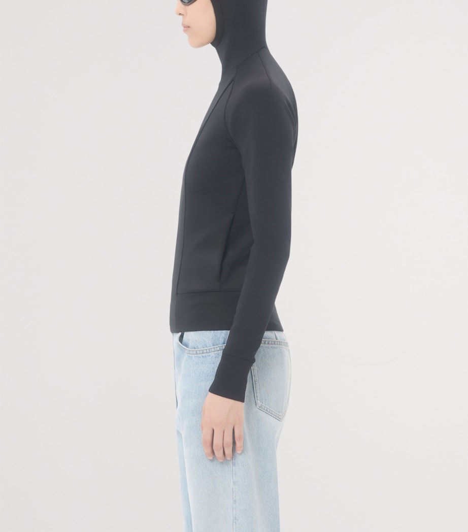 Valentino Black Technical Jersey Zip-Up Hoodie