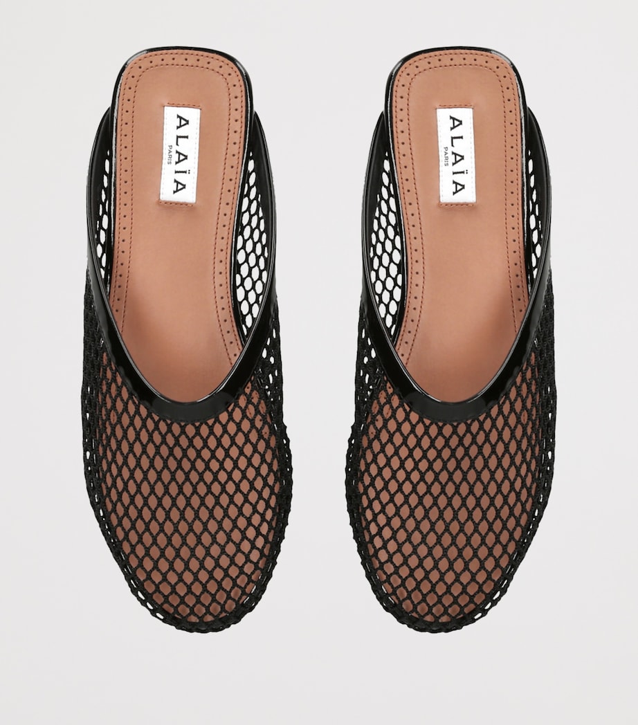 Black Fishnet Mules