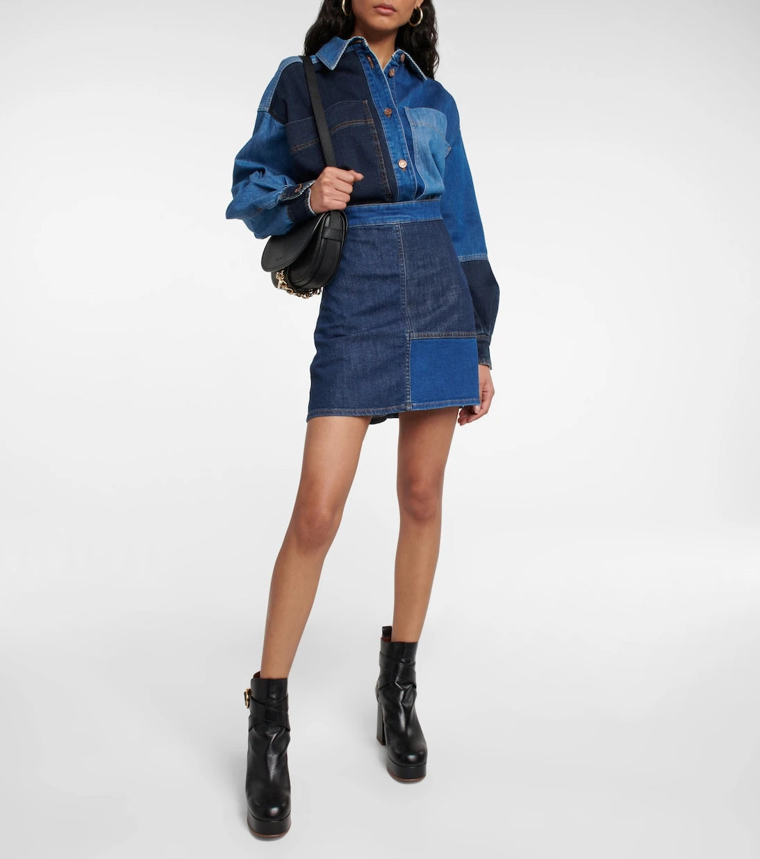 See By Chloé - Patchwork denim miniskirt
