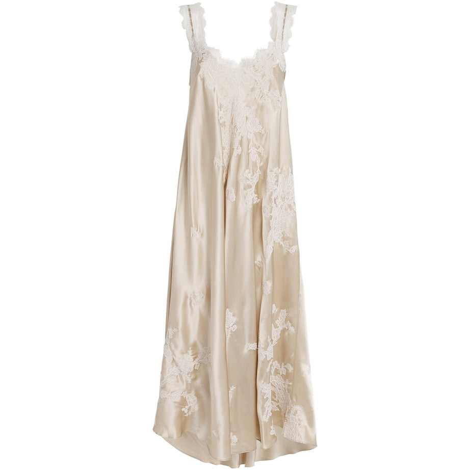 TORLOWEI Ivory Silk Lace Patsy Nightdress