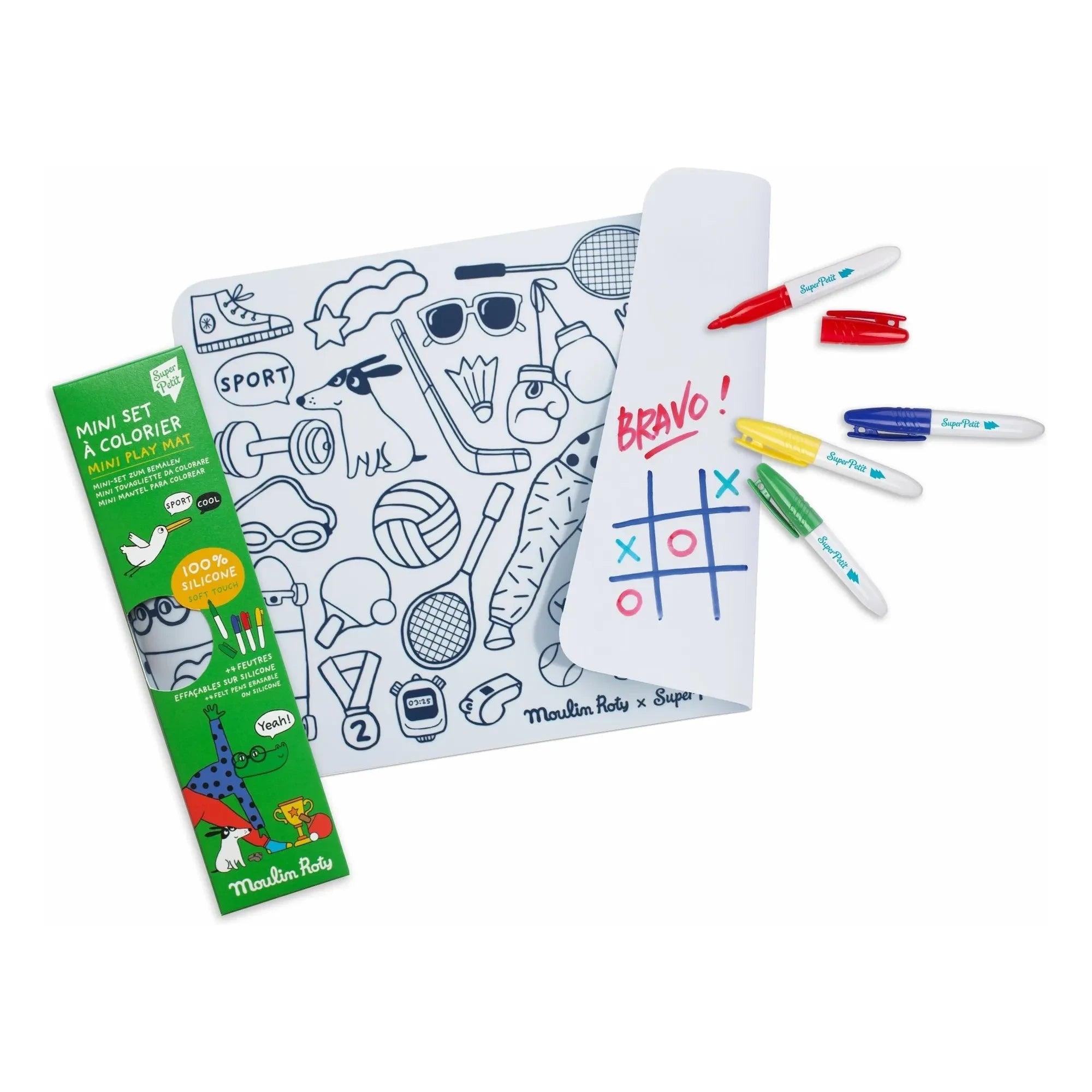 Superpetit - Mini coloring set The Loufoques with 4 markers - SuperPetit x Moulin Roty