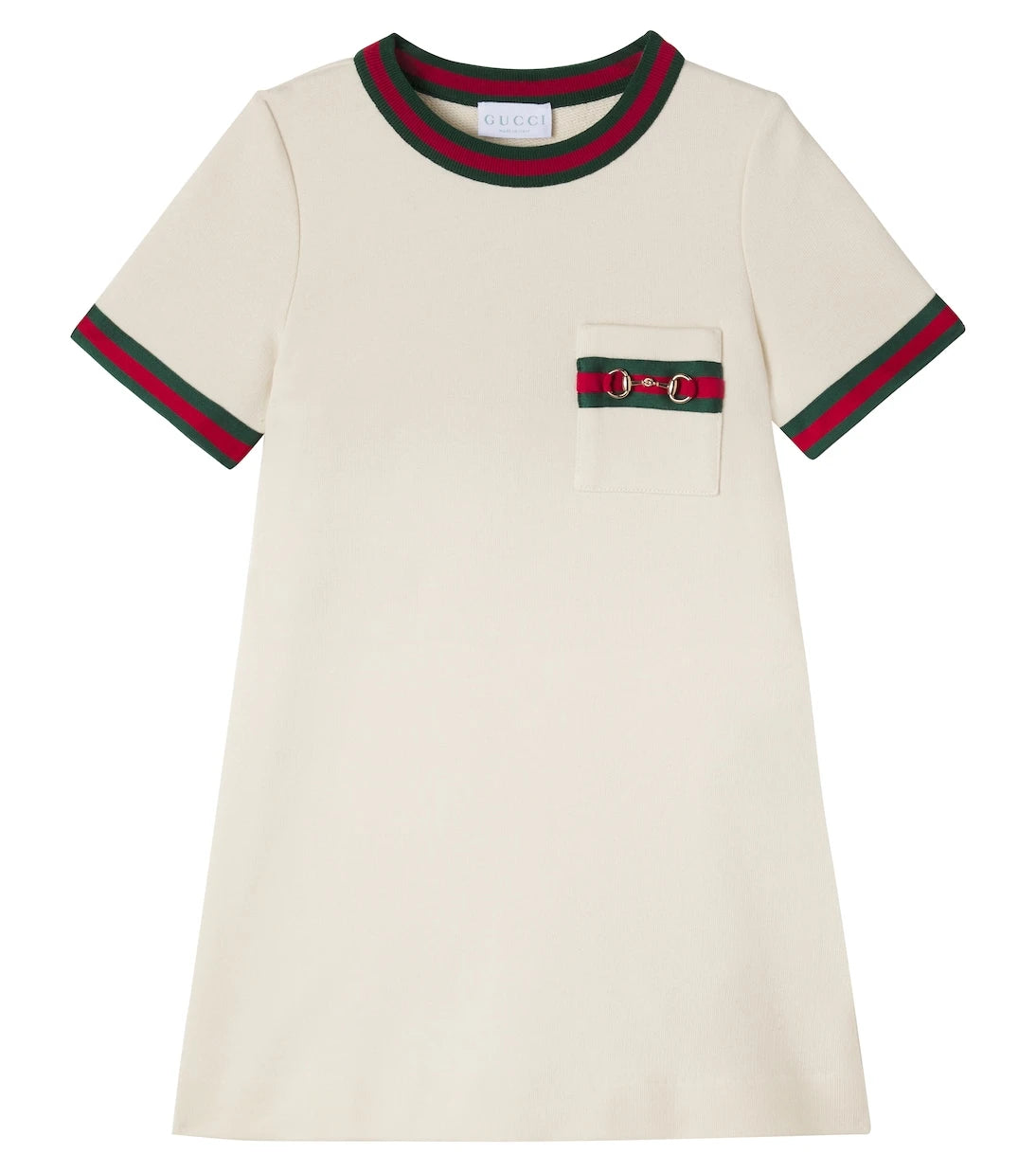 Gucci Kids - فستان قطني بشريط ويب وحلية هورسبت