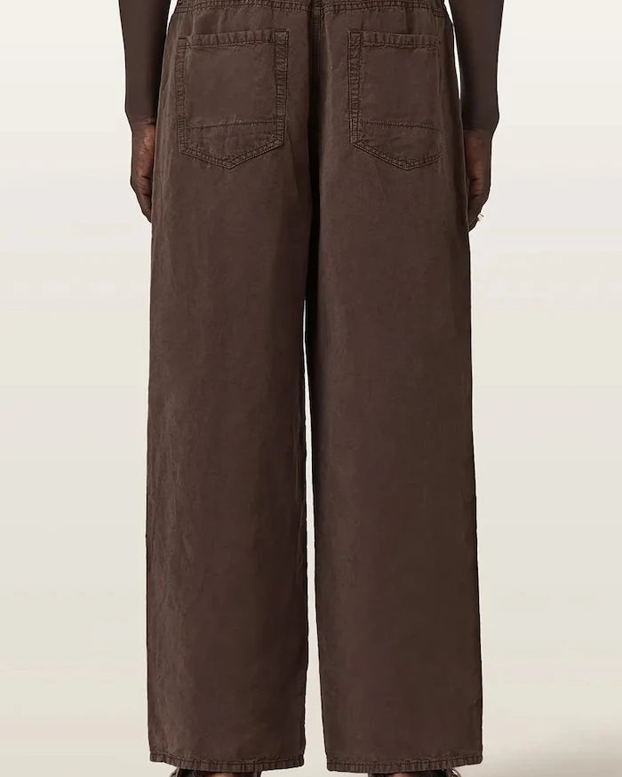 AllSaints erkek keten karışımlı pantolon KORTEN