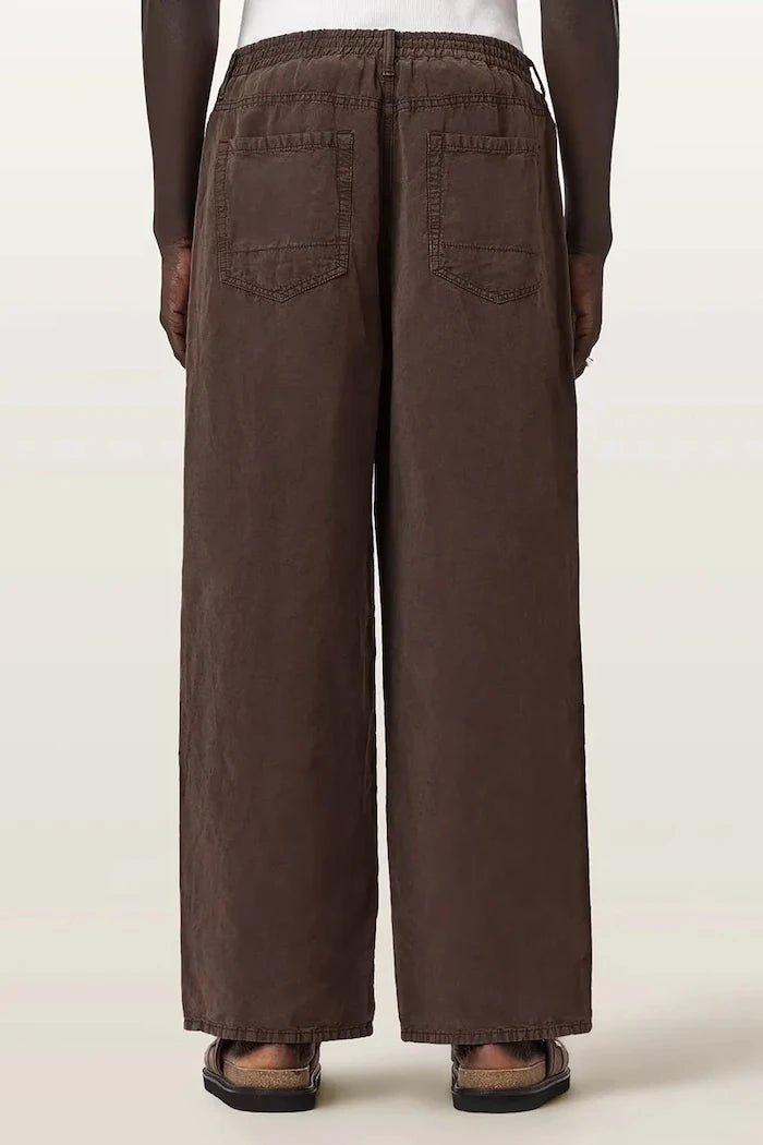 AllSaints erkek keten karışımlı pantolon KORTEN