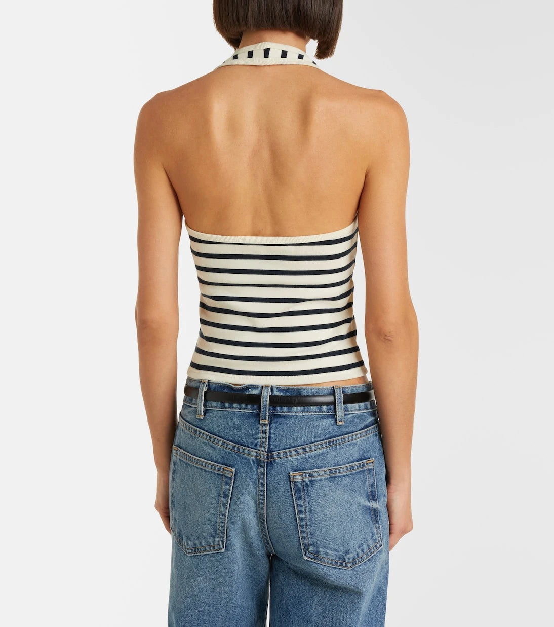 Nili Lotan - Britt striped halterneck cotton top