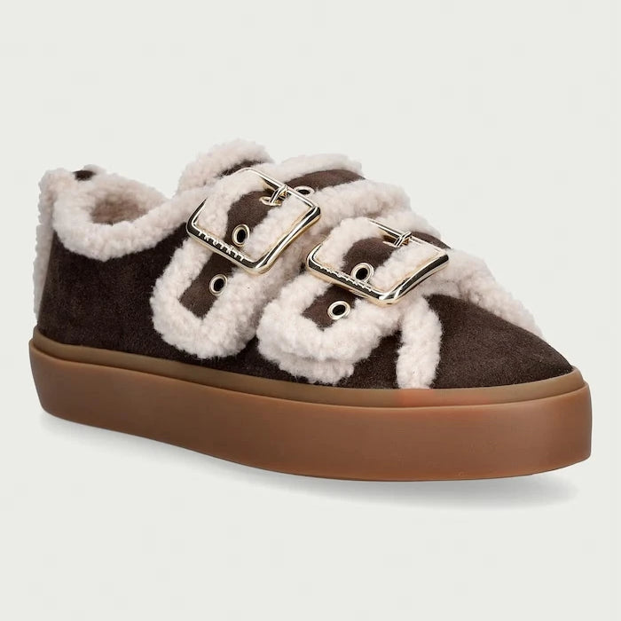 Inuikii Shearling Low Velcro Buckle süet kadın sneaker