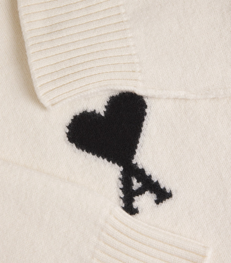 AMI Paris Beige Wool Logo Sweater