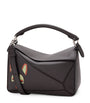 Leather Futurist Cat Puzzle Top-Handle Bag