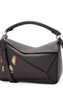 Leather Futurist Cat Puzzle Top-Handle Bag