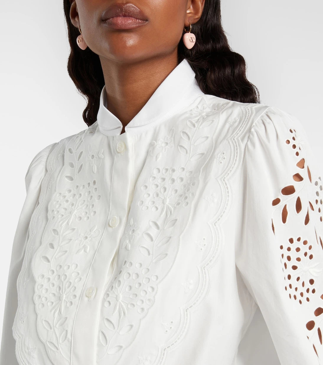Valentino - Embroidered cotton poplin blouse