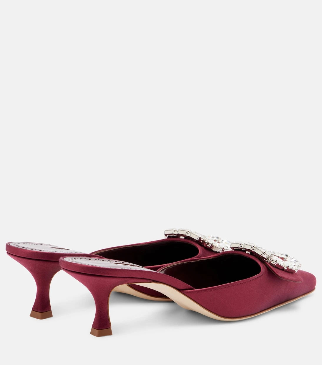 Manolo Blahnik - Mayjou 50 crystal-embellished satin mules