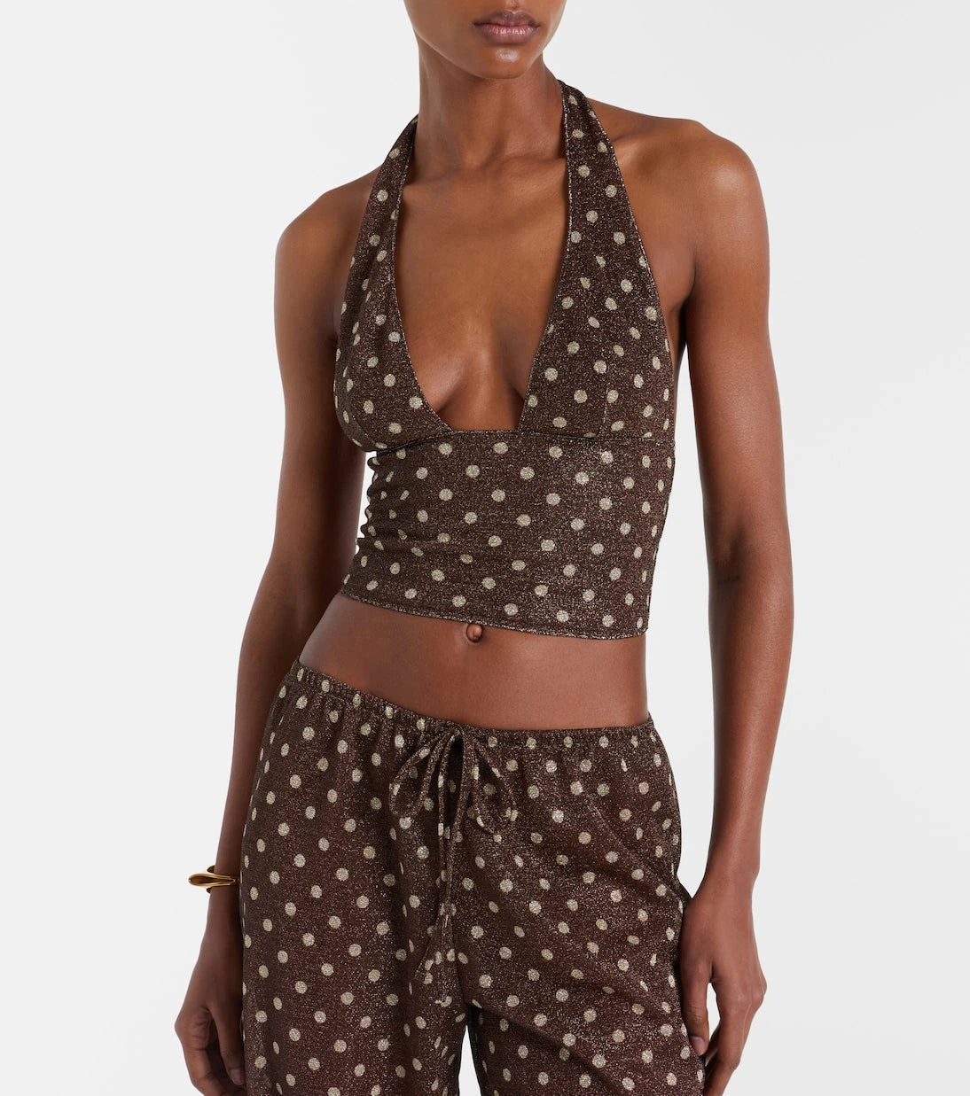 Oséree - Lumière polka-dot halterneck crop top